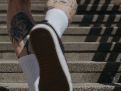 Dynamic shot of legs in motion.